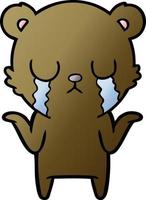 crying cartoon bear vector
