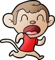 shouting cartoon monkey running vector