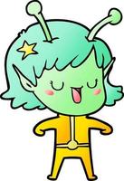 happy alien girl cartoon vector