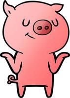 happy cartoon pig vector