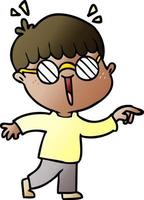 cartoon boy wearing spectacles vector