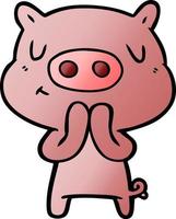 cartoon content pig vector