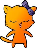 cartoon cat with bow on head vector