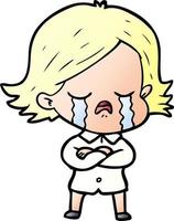 cartoon girl crying vector