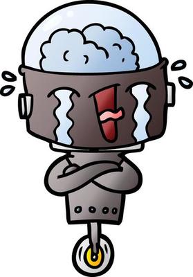 cartoon crying robot