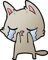 crying cartoon cat vector