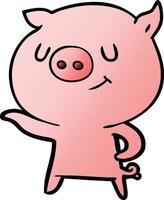 happy cartoon pig vector