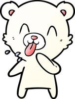 rude cartoon polar bear sticking out tongue vector