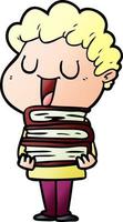 laughing cartoon man with books vector