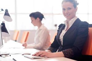 business woman at  office people group in background photo