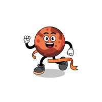 Mascot cartoon of mars planet running on finish line vector