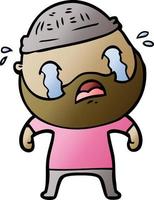 cartoon bearded man crying vector