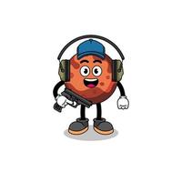 Character mascot of mars planet doing shooting range vector