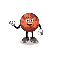 mars planet cartoon with welcome pose vector