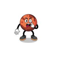 Character Illustration of mars planet with tongue sticking out vector