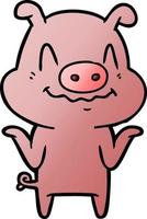 nervous cartoon pig vector