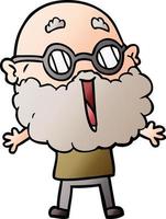 cartoon joyful man with beard vector