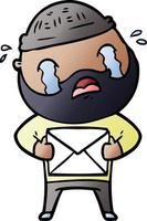 cartoon bearded man crying vector