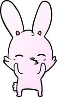 curious waving bunny cartoon vector