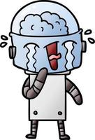 cartoon crying robot vector