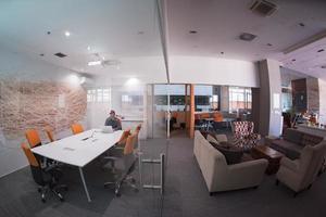 businessman working using a laptop in startup office photo