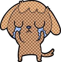 lindo perro de dibujos animados llorando vector