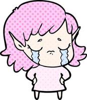 cartoon crying elf girl vector