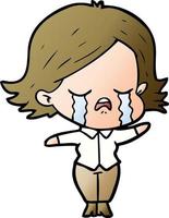 cartoon girl crying vector