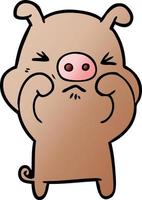 cartoon grumpy pig vector