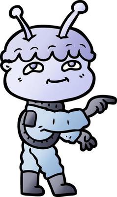 friendly cartoon spaceman pointing
