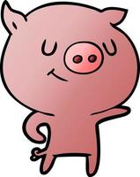 happy cartoon pig vector