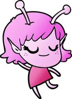 smiling alien girl cartoon vector