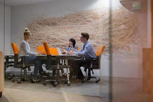 Business Team At A Meeting at modern office building photo