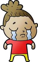 cartoon crying woman vector