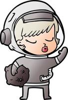 cartoon pretty astronaut girl vector