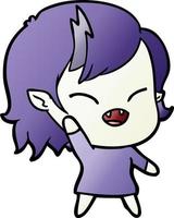 cartoon laughing vampire girl waving vector