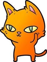 cartoon cat with bright eyes vector