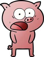 cartoon pig shouting vector