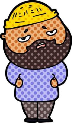 cartoon worried man with beard