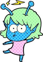 cartoon alien girl vector