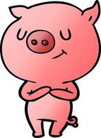 happy cartoon pig vector