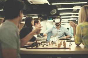Young Multiethnic Business team using virtual reality headset photo