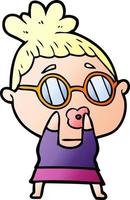 cartoon woman wearing spectacles vector