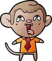 crazy cartoon monkey in shirt and tie vector