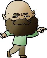 cartoon man with beard frowning and pointing vector