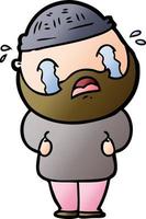 cartoon bearded man crying vector