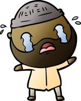 cartoon bearded man crying vector