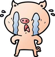 crying pig cartoon vector