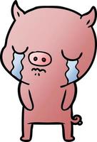 cartoon pig crying vector