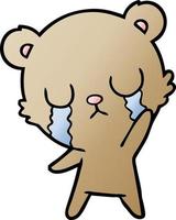 crying cartoon bear waving vector